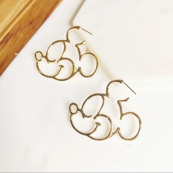 New ⭐️ Gold Disney Mickey Head Shape Earrings - Picture 2 of 5